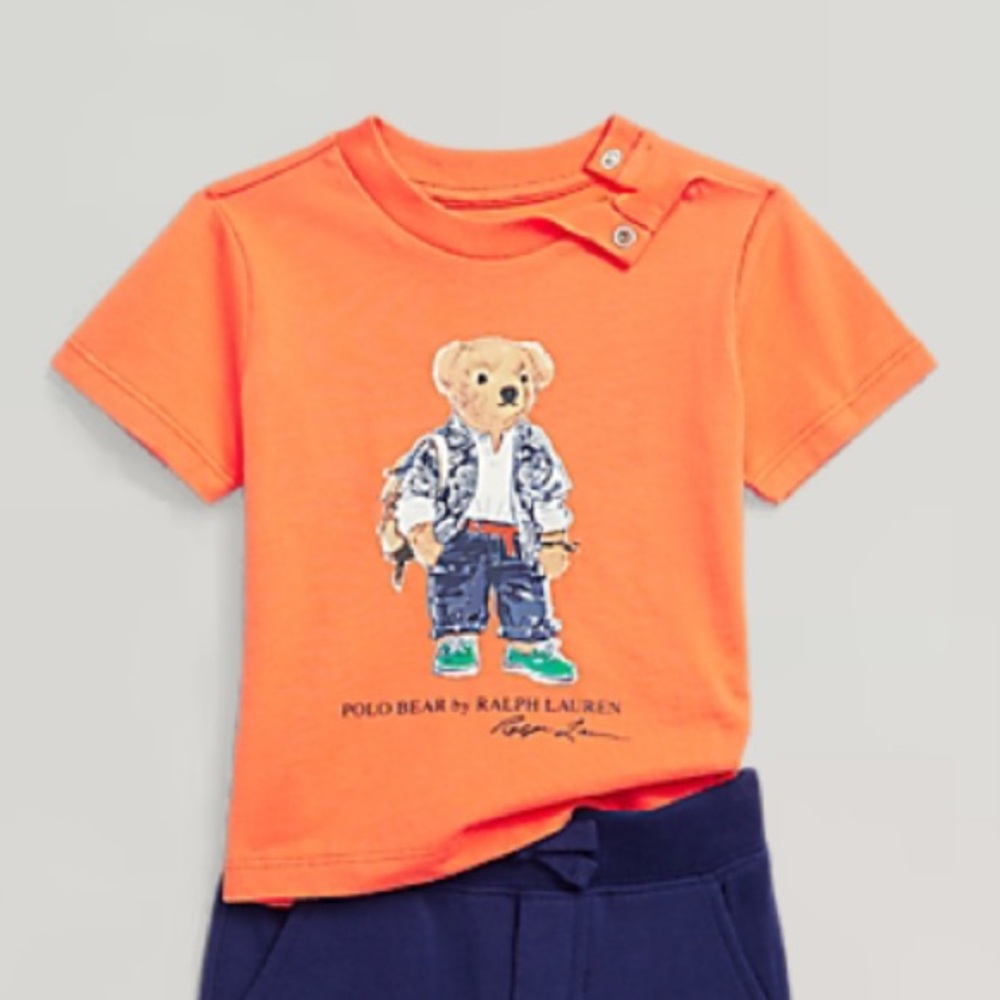 Ralph Lauren Kids Orange Bear T-Shirt and Hampton Stretch Jeans Set - Picture 2 of 8